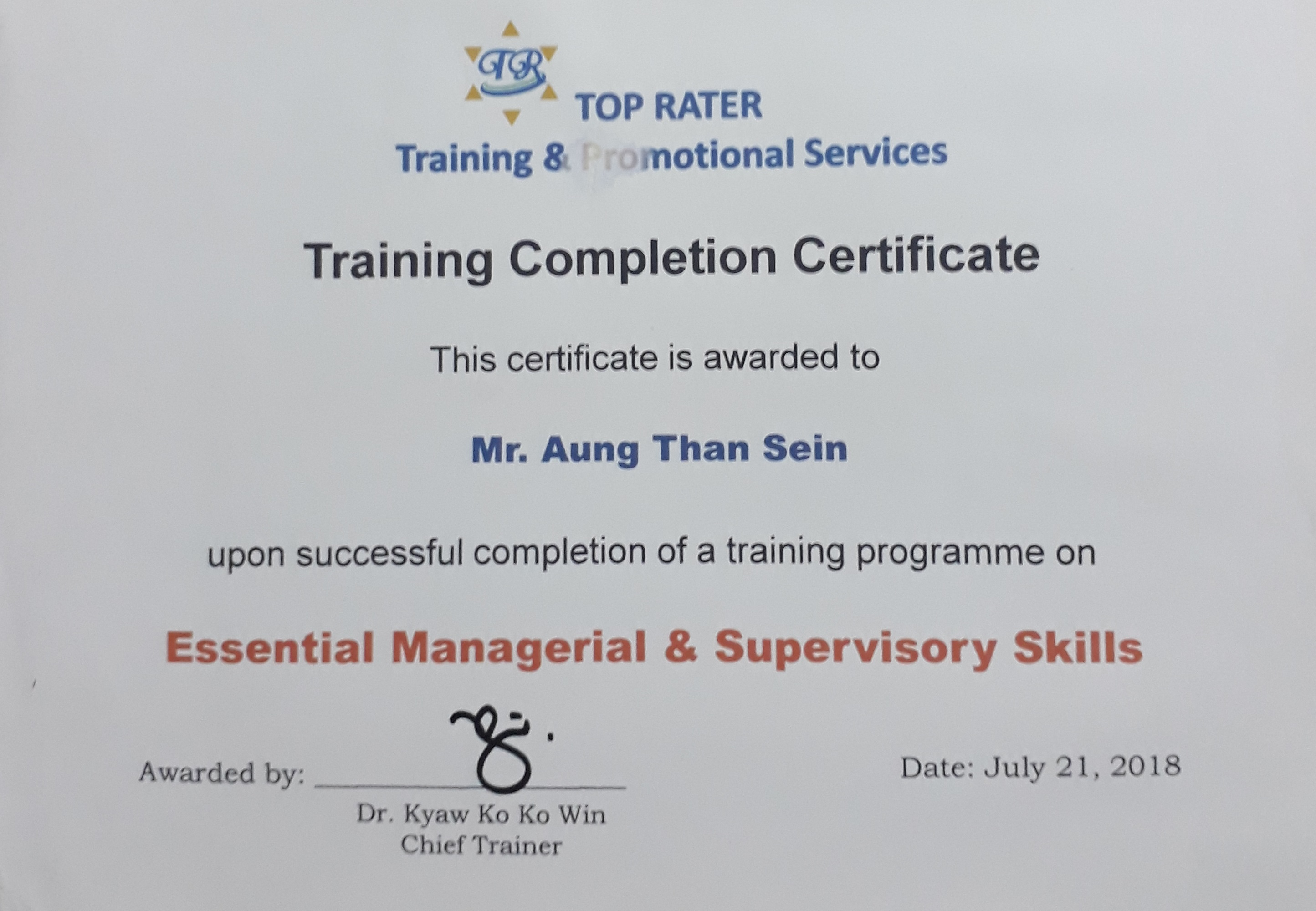 Essential Managerial & Supervisory Skills Certificate